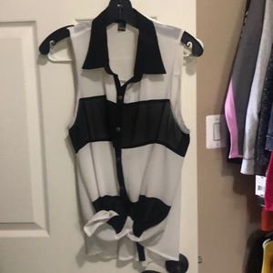 Striped button front tank